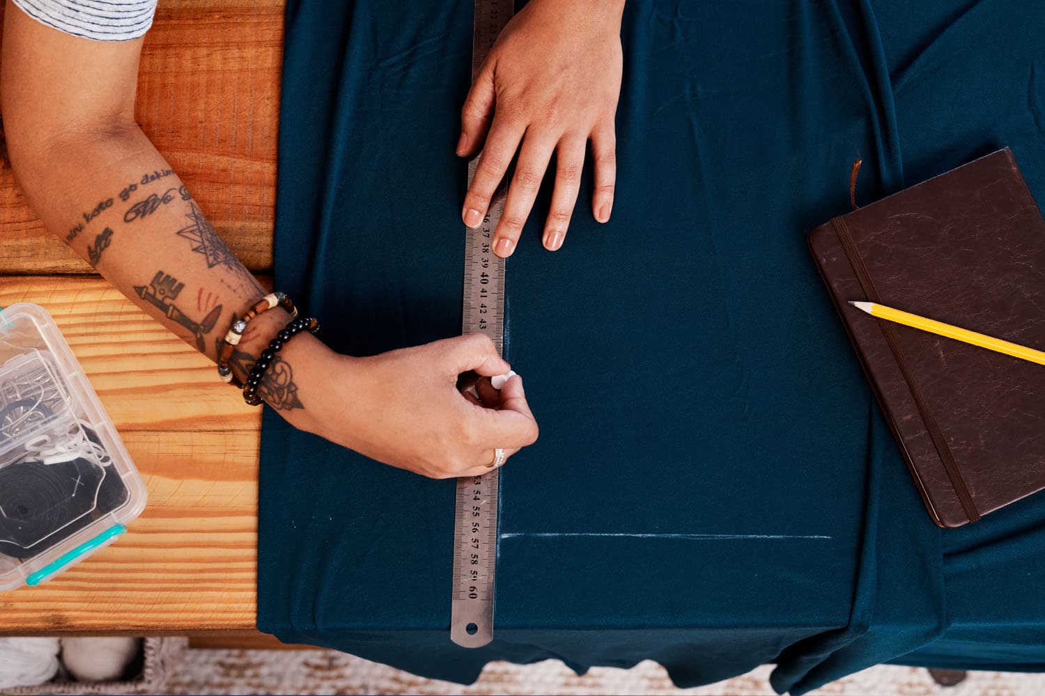 Custom cut-and-sew apparel production with fabric and pattern pieces